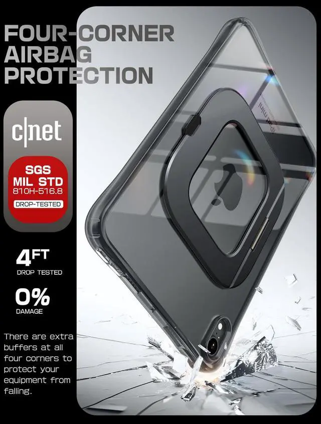 Alt view image 5 of 5 - SUPCASE for iPad Mini 7 A17 Pro 2024 Case with Stand (Unicorn Beetle Prism), [Anti-Scratch] [Support Apple Pencil Charging] Slim Protective Clear Cover for iPad Mini 7th/6th Generation 8.3 Inch, Black