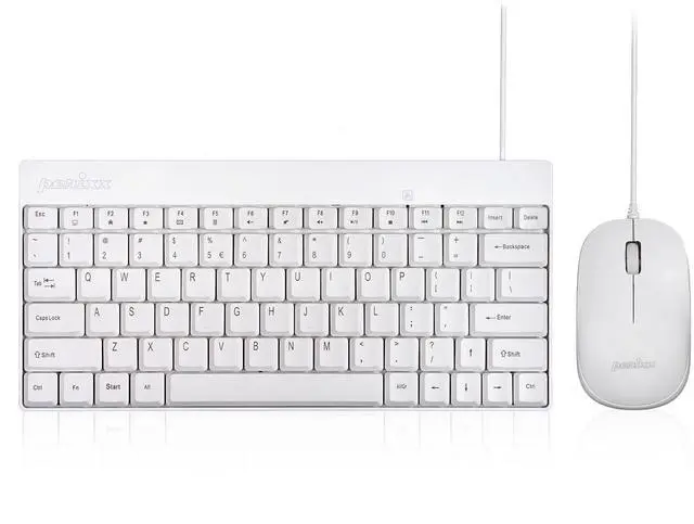 Main image of Perixx PERIDUO-212W, Wired Mini Keyboard and Mouse Set, USB Connection, White, US English Layout