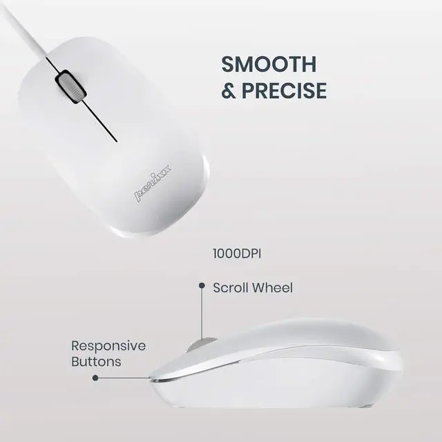 Alt view image 3 of 5 - Perixx PERIDUO-212W, Wired Mini Keyboard and Mouse Set, USB Connection, White, US English Layout