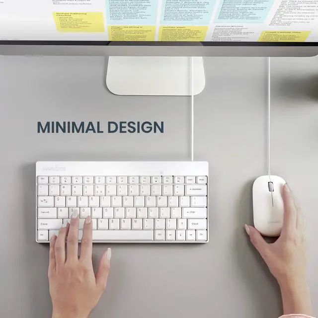 Alt view image 2 of 5 - Perixx PERIDUO-212W, Wired Mini Keyboard and Mouse Set, USB Connection, White, US English Layout