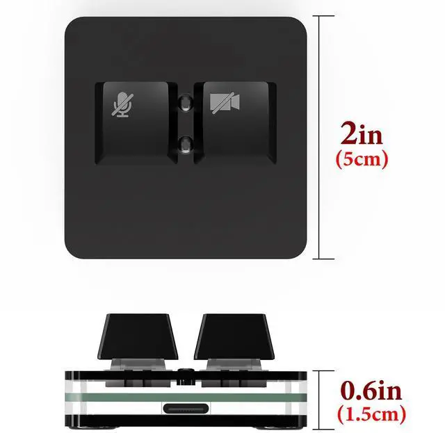 Alt view image 2 of 5 - Geekria RGB Meeting Mute Controller Compatible with Windows Zoom App, Mute/Unmute Microphone Audio, Stop/Start Video, Mechanical Keyboard Buttons for Online Classroom, Conference (Black)
