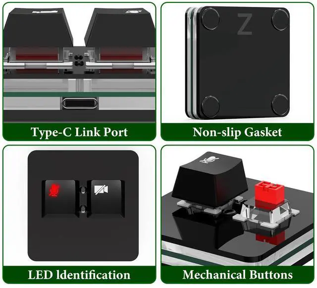 Alt view image 3 of 5 - Geekria RGB Meeting Mute Controller Compatible with Windows Zoom App, Mute/Unmute Microphone Audio, Stop/Start Video, Mechanical Keyboard Buttons for Online Classroom, Conference (Black)
