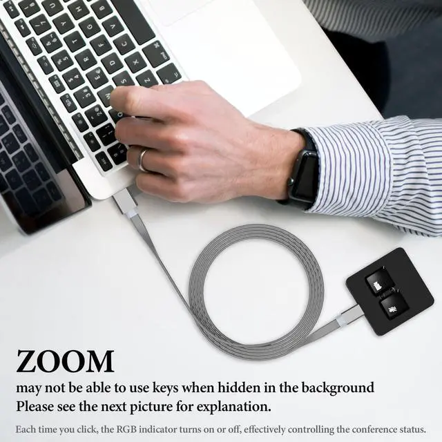 Alt view image 5 of 5 - Geekria RGB Meeting Mute Controller Compatible with Windows Zoom App, Mute/Unmute Microphone Audio, Stop/Start Video, Mechanical Keyboard Buttons for Online Classroom, Conference (Black)