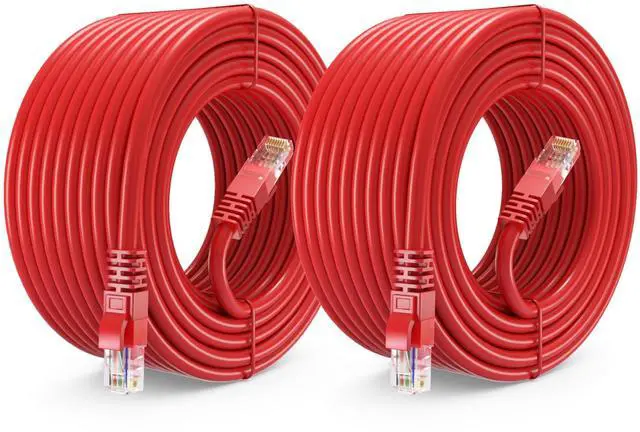 Main image of Maximm Cat 6 Ethernet Cable 50 ft (2-Pack) - High-Speed LAN Cable, Internet Cable, Patch Cable, and Network Cable - UTP, 10Gbps, 550MHz Cat6 Cable - Red