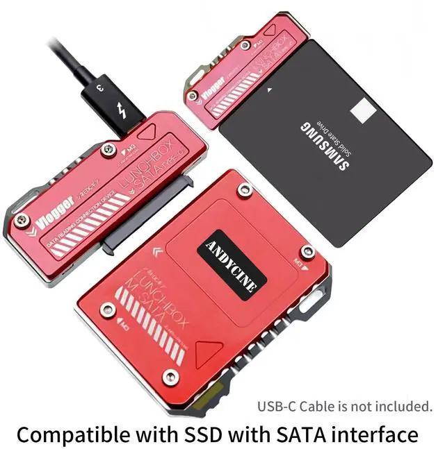 Alt view image 4 of 5 - ANDYCINE USB-C to SATA Adapter for Lunchbox Series Lunbox Readers Compatible Lunchbox Series,Red Color(NOT for Atomos Master Caddy)