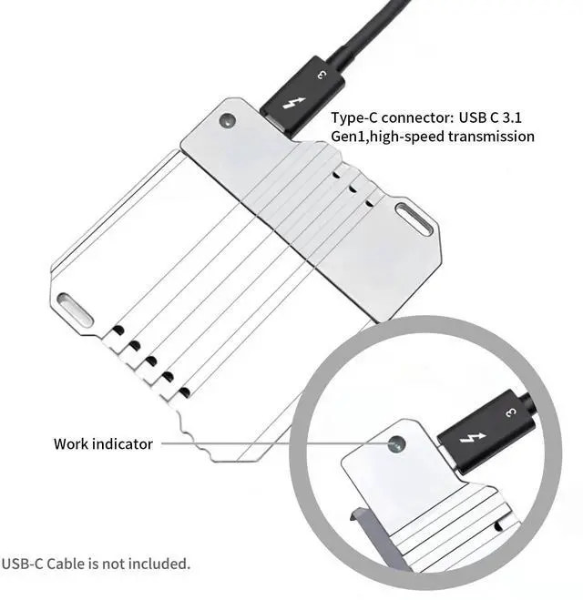 Alt view image 5 of 5 - ANDYCINE USB-C to SATA Adapter for Lunchbox Series Lunbox Readers Compatible Lunchbox Series,Red Color(NOT for Atomos Master Caddy)