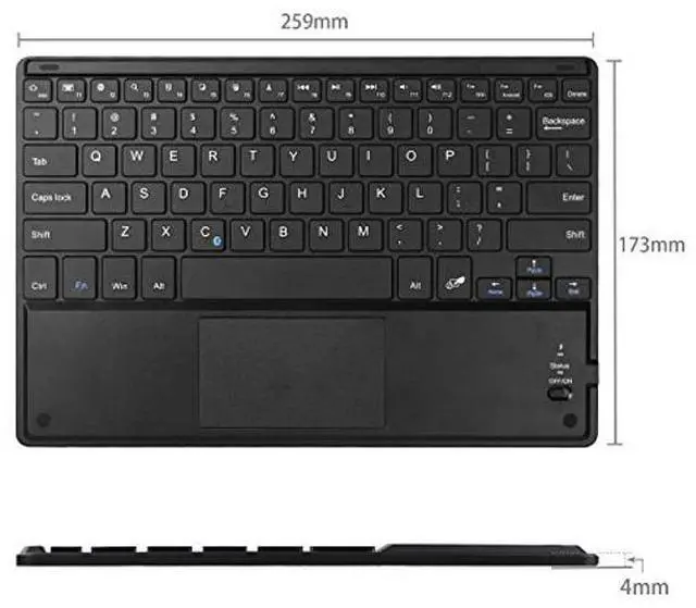 Alt view image 3 of 5 - FINTIE Ultrathin 4mm Wireless Bluetooth Keyboard with Built-in Multi-Touch Touchpad for iPad, iPhone, Samsung Galaxy, Nexus, Microsoft Surface, HP and Other Bluetooth Devices [Retail Packaging]