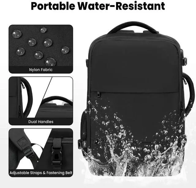 Alt view image 4 of 5 - BAGAIL Travel Laptop Backpack, Carry on with USB Port, Luggage Bag for Holiday-Black