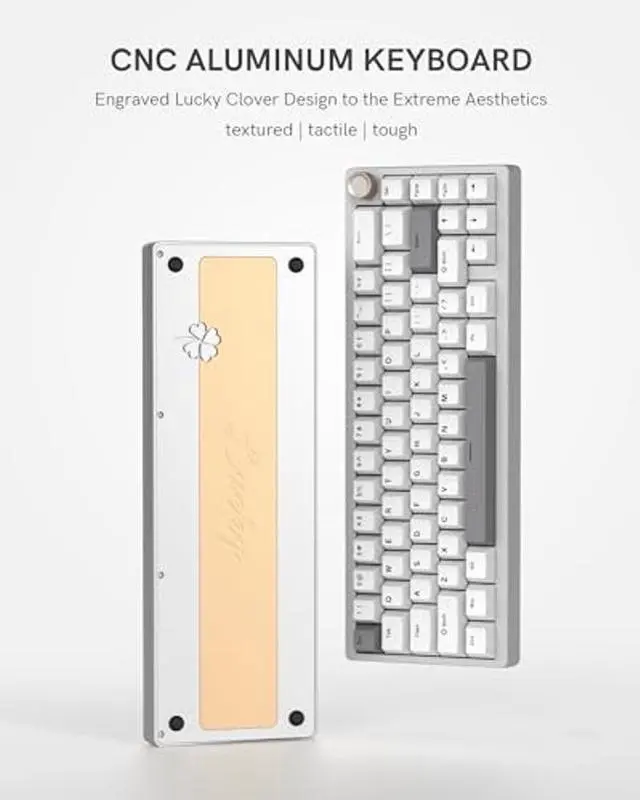 Alt view image 4 of 5 - Womier SK65 Wireless Mechanical Gaming Keyboard with Knob, 60 Percent Aluminium Keyboard for PC, Bluetooth 5.0/2.4GHz/USB-C Wired, Hot Swappable Custom Lineaner Switch, RGB Backlit (Silver V2)