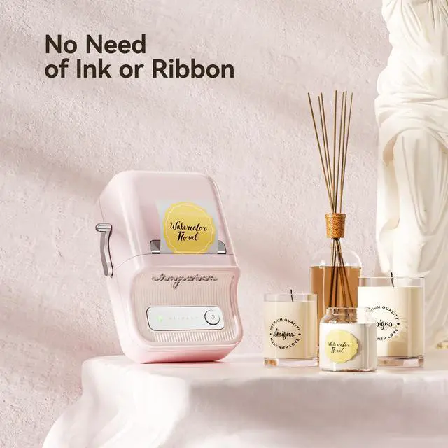 Alt view image 2 of 5 - NIIMBOT B21 Label Maker, Inkless Bluetooth Label Printer, 2 Inch Portable Thermal Sticker Machine for Small Business,Marson Jar, Logo, Clothing, Mailing, Candles & Jewelry, Ideal for Gifting, (Pink)