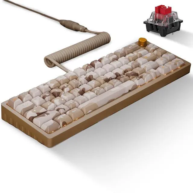 Main image of Das Keyboard DeltaForce 65 Desert Camo Mechanical Keyboard  Hot-Swappable Switches, PBT Sublimation Keycaps, CNC Aluminum Gasket Mount, RGB Backlit  Compact Gaming & Typing Keyboard