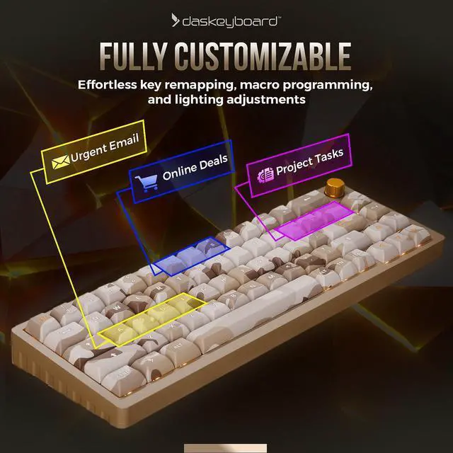 Alt view image 5 of 5 - Das Keyboard DeltaForce 65 Desert Camo Mechanical Keyboard  Hot-Swappable Switches, PBT Sublimation Keycaps, CNC Aluminum Gasket Mount, RGB Backlit  Compact Gaming & Typing Keyboard