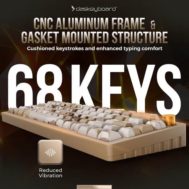 Alt view image 3 of 5 - Das Keyboard DeltaForce 65 Desert Camo Mechanical Keyboard  Hot-Swappable Switches, PBT Sublimation Keycaps, CNC Aluminum Gasket Mount, RGB Backlit  Compact Gaming & Typing Keyboard