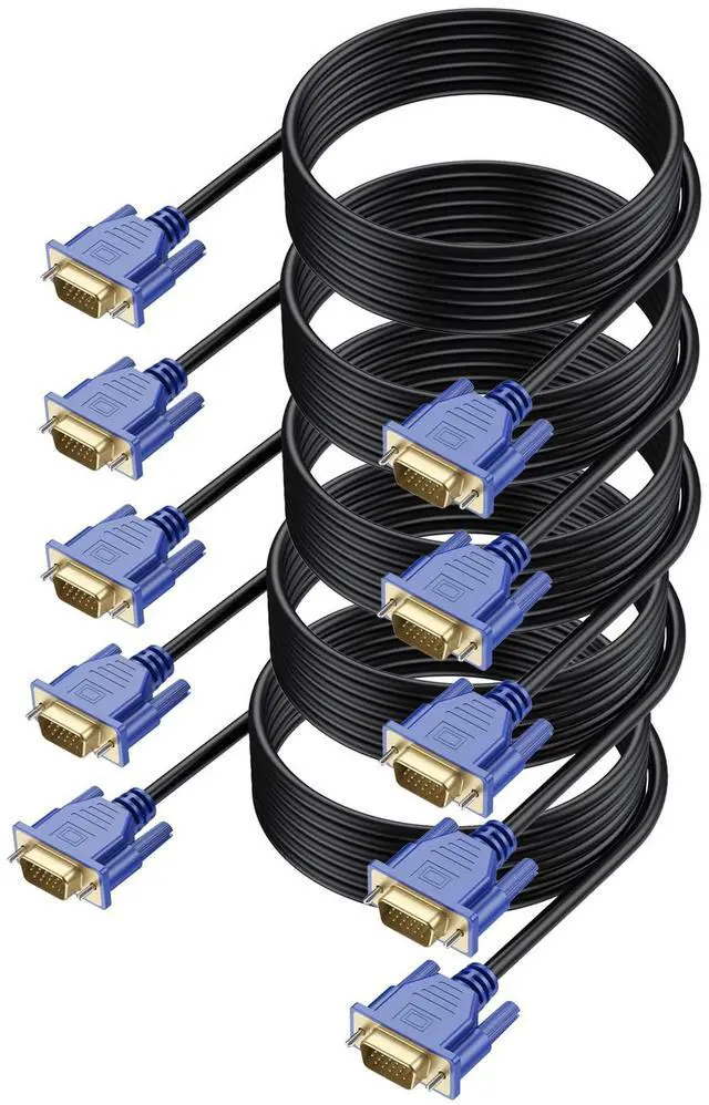 Main image of UVOOI VGA to VGA Cable 6FT 5-Pack, VGA Cord Monitor Cable HD15 (SVGA) for Computer, Laptop, Projector, TV