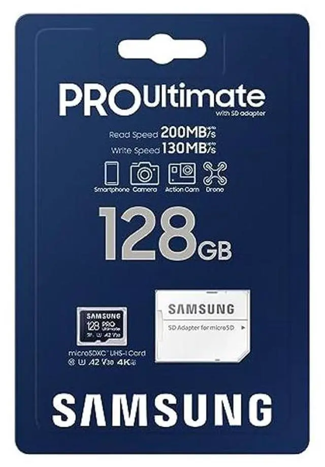 Alt view image 3 of 5 - SAMSUNG PRO Ultimate microSD Memory Card + Adapter, 128GB microSDXC, Up to 200 MB/s, 4K UHD, UHS-I, Class 10, U3,V30, A2 for GoPRO Action Cam, DJI Drone, Gaming, Phones, Tablets, MB-MY128SA/AM