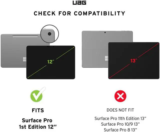 Alt view image 2 of 5 - URBAN ARMOR GEAR UAG Designed for Microsoft Surface Pro 1st Edition 12" Case - Rugged Protective Cover with Multi-Angle Built-in Kickstand Pen Holder Hand Strap & Shoulder Strap, Plasma Ice/Black