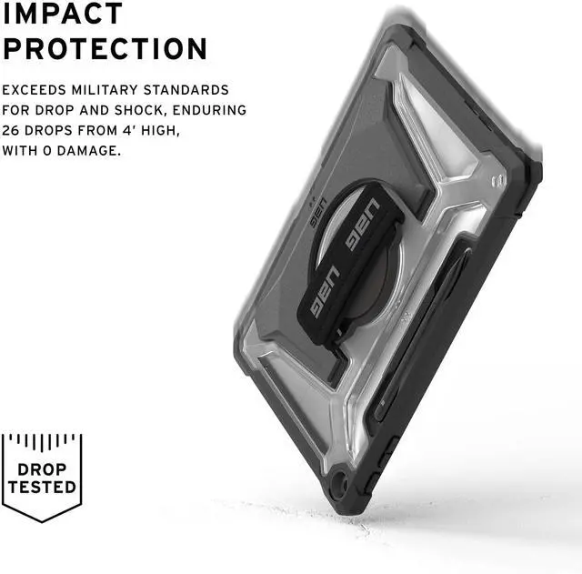 Alt view image 3 of 5 - URBAN ARMOR GEAR UAG Designed for Microsoft Surface Pro 1st Edition 12" Case - Rugged Protective Cover with Multi-Angle Built-in Kickstand Pen Holder Hand Strap & Shoulder Strap, Plasma Ice/Black