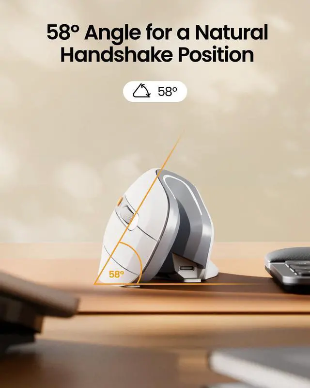 Alt view image 5 of 5 - ProtoArc Ergonomic Vertical Mouse, EM11 NL Rechargeable Wireless Mouse Bluetooth, Ergo Mice with 3 Multi-Device for PC/Notebook/Laptop, 2.4GHz Optical Mice for Windows, Mac OS, White