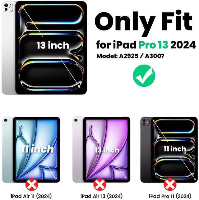 Alt view image 2 of 5 - Timecity Case for iPad Pro 13 Inch M4 2024 7th Generation(Model: A2925, A2926, A3007) with Screen Protector, 360deg Rotating Kickstand, Shoulder Strap, Supports Pencil Wireless Charging, Rose