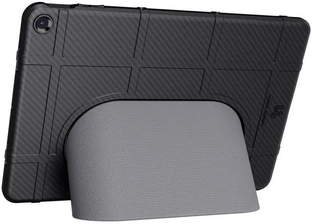 Alt view image 5 of 5 - Case and Travel Cover for Google Pixel Tablet (2023), Nakedcellphone Special Ops Rugged Shield and Hard Shell View Stand Companion - Black Carbon Fiber Design
