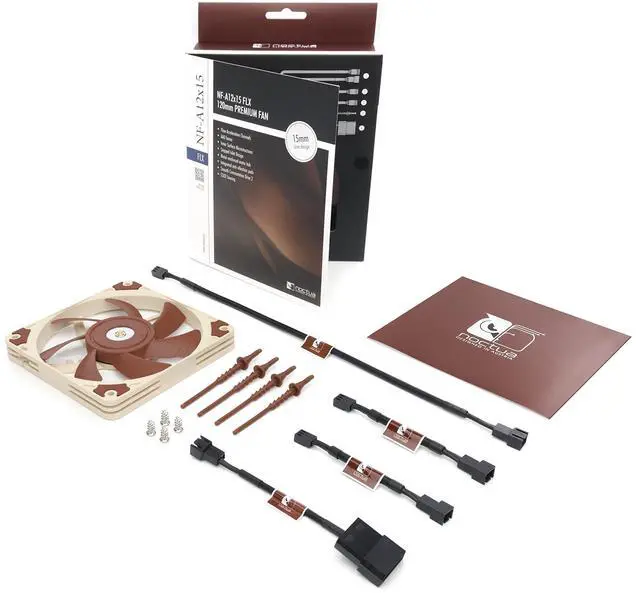 Alt view image 4 of 5 - Noctua NF-A12x15 FLX, Premium Quiet Slim Fan, 3-Pin (120x15mm, Brown)