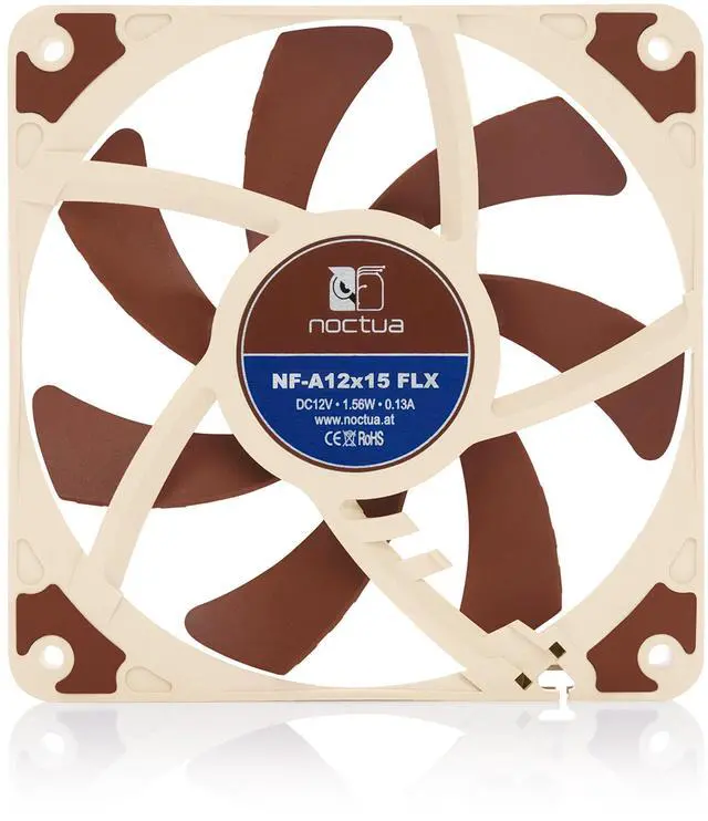 Alt view image 3 of 5 - Noctua NF-A12x15 FLX, Premium Quiet Slim Fan, 3-Pin (120x15mm, Brown)