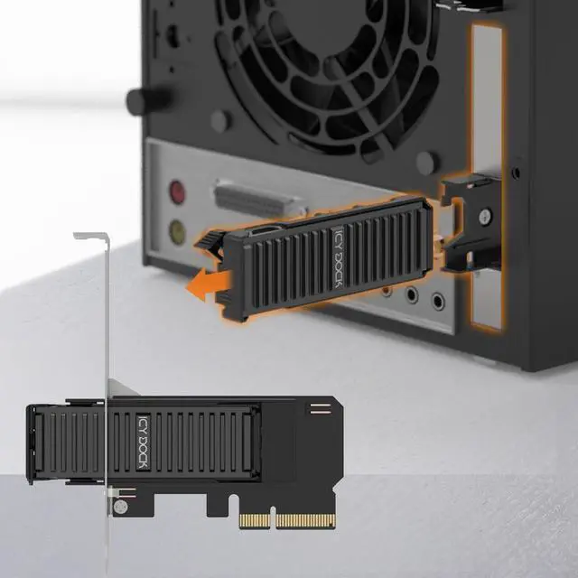 Alt view image 2 of 5 - Removable M.2 NVMe SSD to PCIe 4.0 x4 Mobile Rack Adapter Card for PCIe Expansion Slot | ExpressSlot Core MB305M4P-B