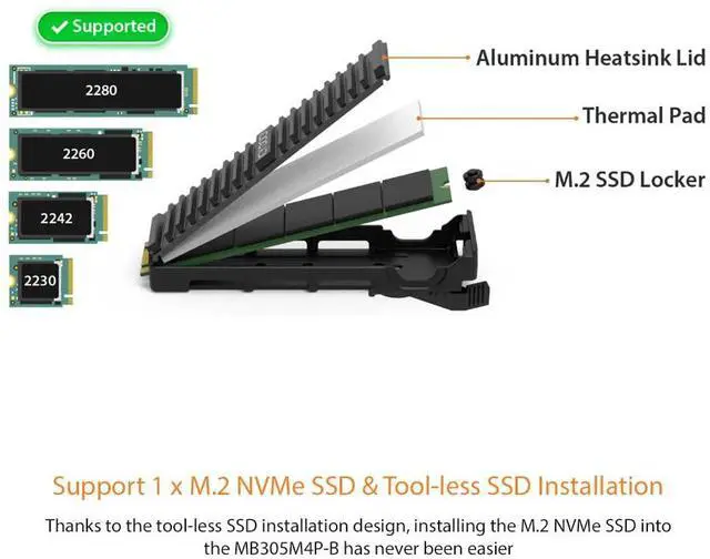 Alt view image 3 of 5 - Removable M.2 NVMe SSD to PCIe 4.0 x4 Mobile Rack Adapter Card for PCIe Expansion Slot | ExpressSlot Core MB305M4P-B