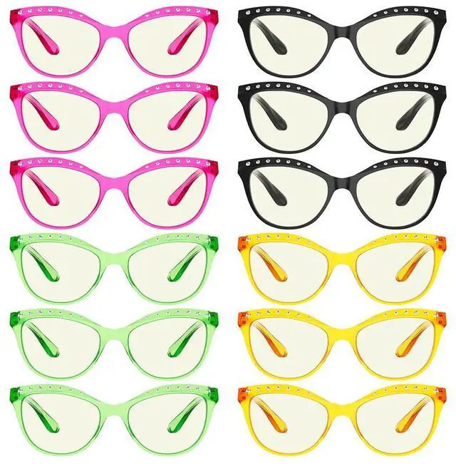 Main image of Eyekepper 12 Pack Blue Light Blocking Reading Glasses Cat-Eye Rhinestone Computer Readers for Women +1.50