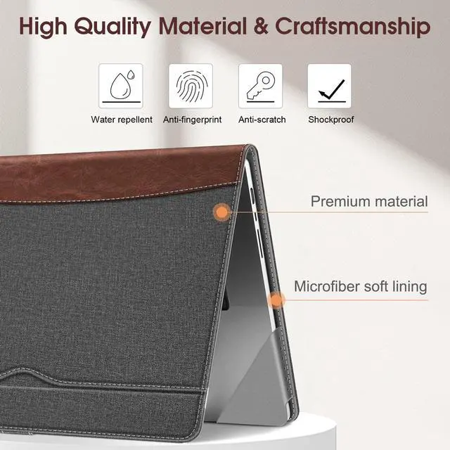 Alt view image 2 of 5 - Fintie Sleeve Case for MacBook Pro 16 Inch Case A3403 A3186 A2991 A2780 A2485 A2141 (2019 2020 2021 2022 2023 2024 Release), Premium PU Leather Protective Folio Book Cover, Gray