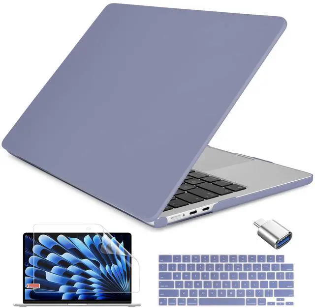 Main image of Batianda Compatible for New MacBook Air 15 inch Case 2025 M4 2024 M3 2023 M2 Chip Version, Rubberized Smooth Touch Plastic Protective Hard Shell with Screen Protector Keyboard Cover,Lavender Grey