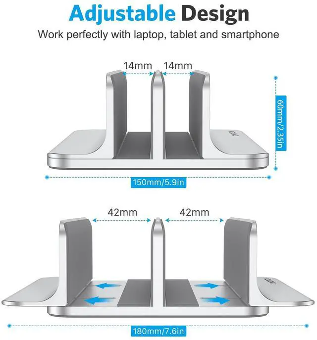Alt view image 5 of 5 - OMOTON Vertical Laptop Stand and Laptop Stand for Desk