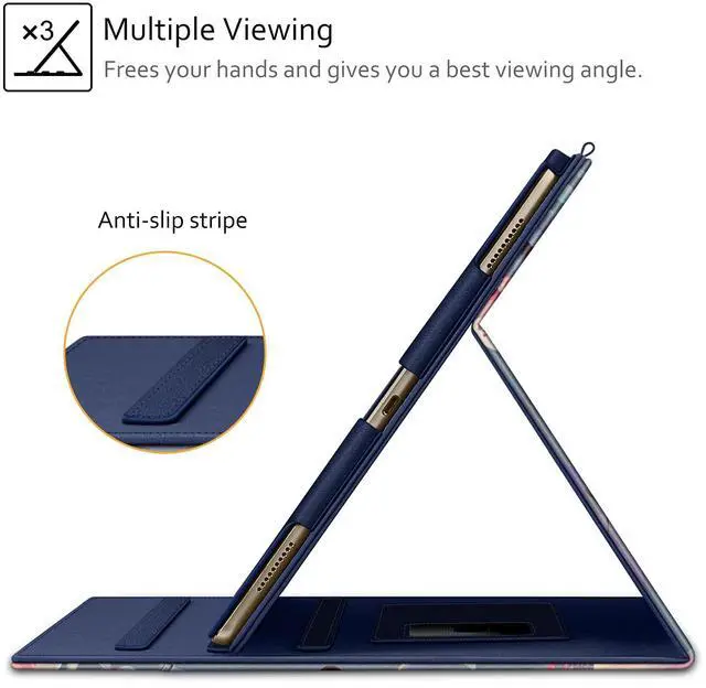 Alt view image 4 of 5 - Fintie Multi-Angle Case, 2017/2015 iPad Pro 12.9 inch (Old Model) 1st & 2nd Gen Case - [Corner Protection] Folio Stand Cover with Pencil Holder & Pocket, Auto Wake/Sleep, Blooming Hibiscus