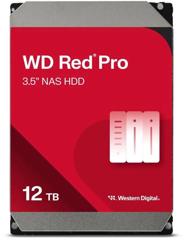 Main image of Western Digital 12TB WD Red Pro NAS Internal Hard Drive HDD - 7200 RPM, SATA 6 Gb/s, CMR, 512 MB Cache, 3.5" - WD122KFBX
