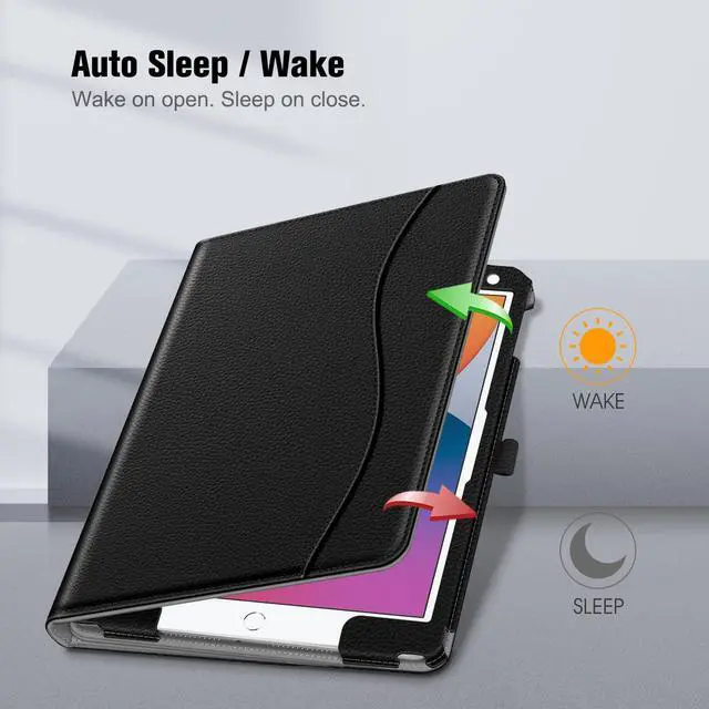 Alt view image 2 of 5 - Fintie Multi-Angle Case for iPad 9th / 8th / 7th Generation (2021/2020/2019) 10.2 Inch Bundle with Fintie Silicone Sleeve Compatible with Apple Pencil 1st Generation