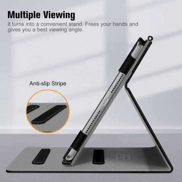 Alt view image 3 of 5 - Fintie Multi-Angle Case for iPad 9th / 8th / 7th Generation (2021/2020/2019) 10.2 Inch Bundle with Fintie Silicone Sleeve Compatible with Apple Pencil 1st Generation