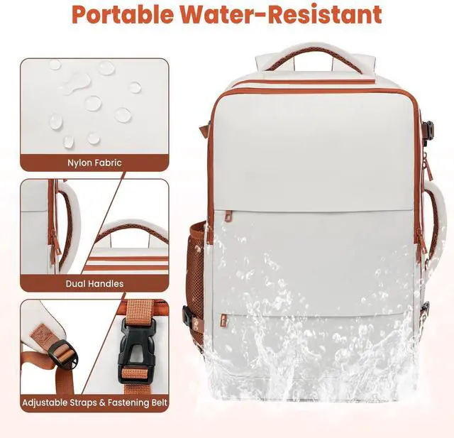 Alt view image 4 of 5 - BAGAIL Travel Laptop Backpack, Carry on with USB Port, Luggage Bag for Holiday-Beige