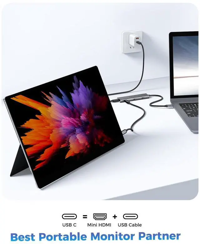 Alt view image 4 of 5 - Versatile USB C Video Hub, 100W PD, DP Alt Dual 4K@30-60Hz, 10Gbps*4 Ports, Docking Station Dual Monitor for MacBook, Dell, HP, ASUS, iMac, iPad Pro, Steam Deck, Rog Ally, Legion Go, Samsung, AR Glass