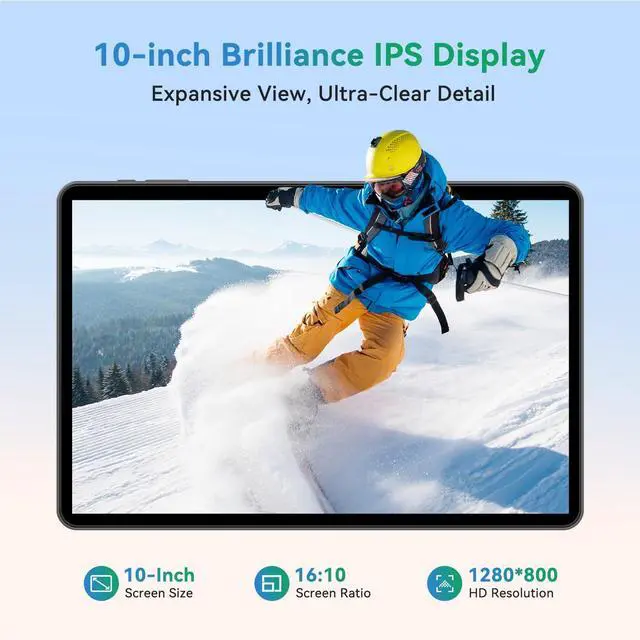 Alt view image 5 of 5 - SVITOO 10 Inch Android Tablet, 2025 Android 15 Tablet for Adults, 12GB RAM 128GB Storage 1TB Expandable, Octa-Core 6000mAh, Includes Keyboard Mouse Protective Case, Dual Cameras 8MP 2MP, Face Unlock