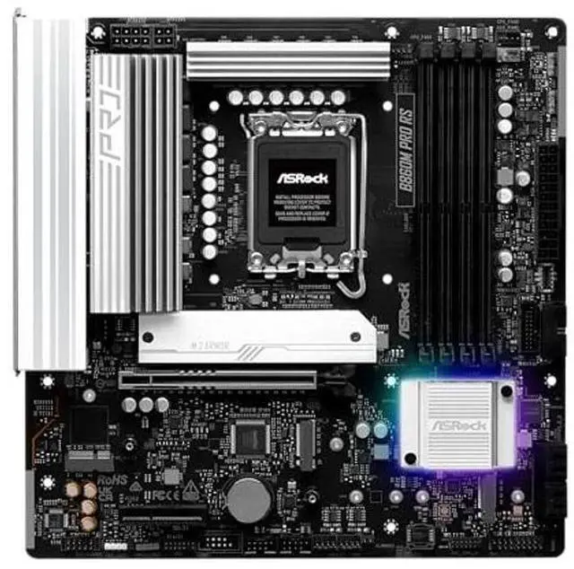 Alt view image 2 of 5 - ASRock B860M Pro RS Intel Core Ultra B860 DDR5 8666 MHz 256GB M.2 LGA1851 Micro ATX Motherboard SATA3 6.0 Gb/s PCIe 5.0 BIOS Flashback