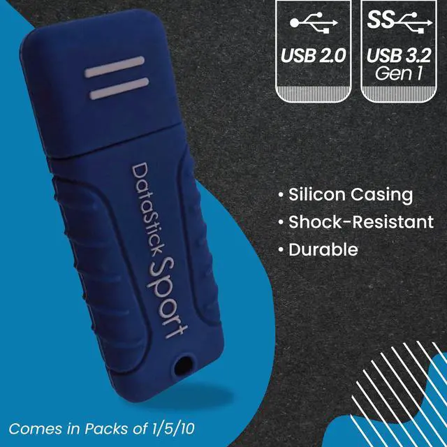 Alt view image 5 of 5 - Centon Electronics MP Essential USB 3.2 Gen1 DataStick Sport Flash Drive, 16 GB, 10 USB Flash Drives, 10 Bulk Pack, Navy Blue