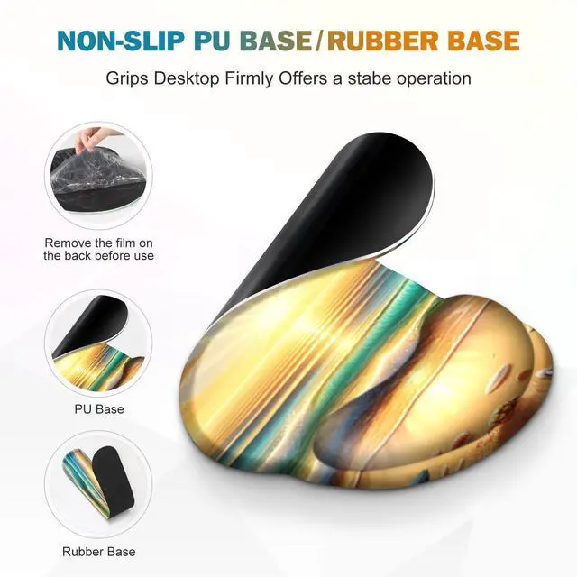 Alt view image 2 of 5 - Gaming Mouse Pad, Large Desk Mat, Cute Desk Pad Protector, 4in1 XXL Mousepad + Keyboard Wrist Rest+Mouse Wrist Rest+Coaster Set with Ergonomic Desk Pad for Home Office Computer, Beach Sun Shell