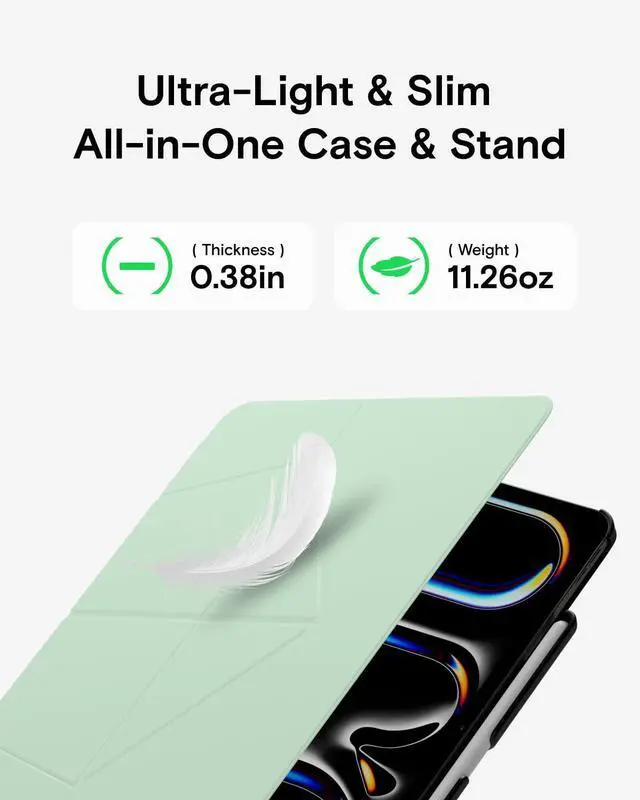 Alt view image 3 of 5 - MOFT Folio Case for iPad Pro 11-inch (M4) 2024 - Silm Stand Protective Case with Detachable Pencil Holder, Multi-Angle Viewing, MOVAS Leather Cover, Auto Sleep/Wake, Peppermint