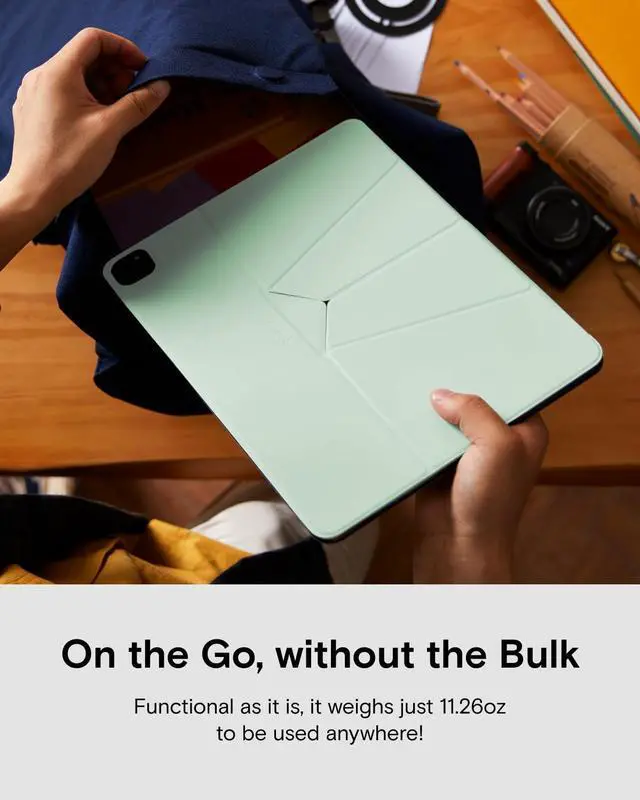 Alt view image 5 of 5 - MOFT Folio Case for iPad Pro 11-inch (M4) 2024 - Silm Stand Protective Case with Detachable Pencil Holder, Multi-Angle Viewing, MOVAS Leather Cover, Auto Sleep/Wake, Peppermint