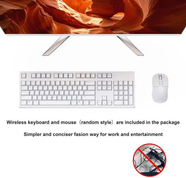 Alt view image 5 of 5 - 23.8" All in One Desktop Computer, with Wireless Keyboard & Mouse Kit, 2.9GHz Intel CPU, FHD, 16GB RAM, 512GB SSD, Windows 11, WiFi 6, Bluetooth 5.2, 720P Webcam, Quiet & Fast Run for Home, Office