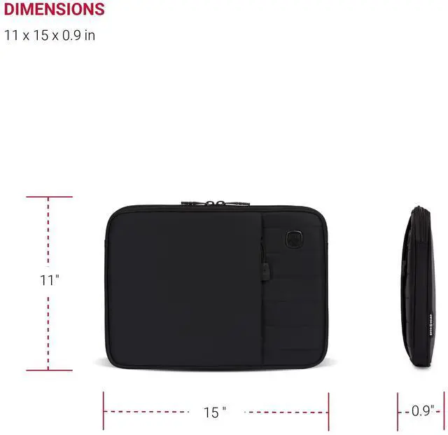 Alt view image 5 of 5 - SwissGear Padded Zippered Laptop Sleeve, Micro-Twill Laptop Case with Zippered Front Compartment & Fleece Lining 16-Inch