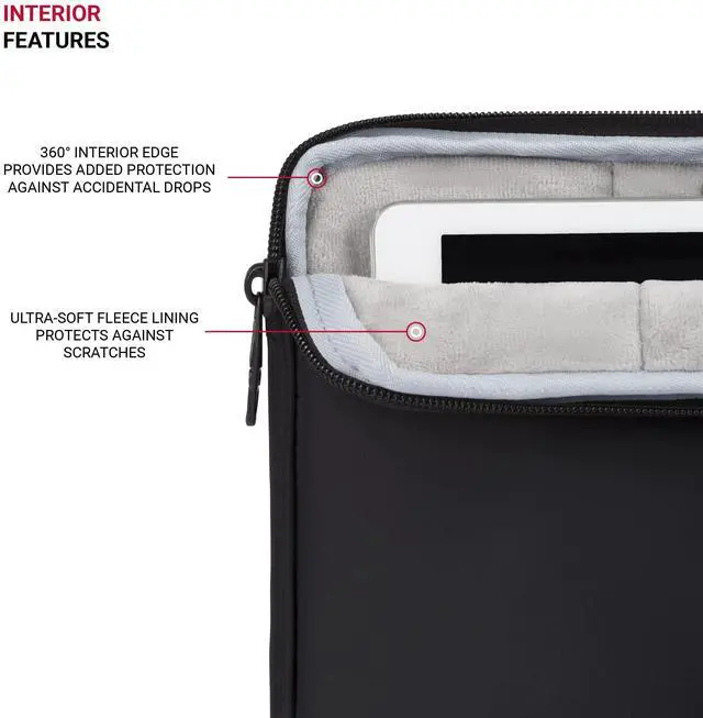 Alt view image 3 of 5 - SwissGear Padded Zippered Laptop Sleeve, Micro-Twill Laptop Case with Zippered Front Compartment & Fleece Lining 16-Inch