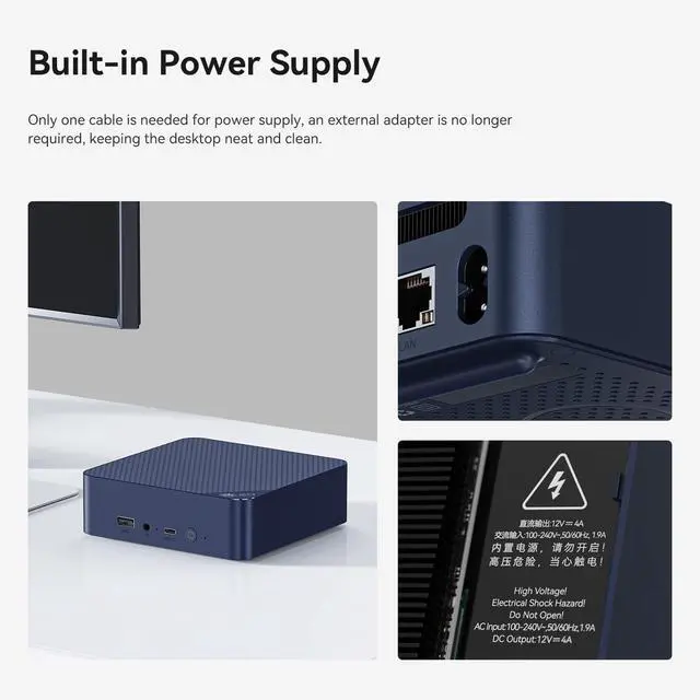 Alt view image 5 of 5 - Beelink Mini PC, EQ14 Mini Computer Twin Lake N150(up to 3.6GHz) 4C/4T, Desktop Computer 16G DDR4 RAM 500G SSD 4K 60Hz Dual HDMI WiFi 6/BT5.2/Dual 1000Mbps for Office/Home/HTPC/Family-NAS