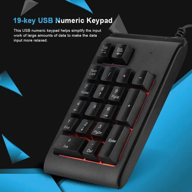Alt view image 4 of 5 - Mechanical Numeric Keypad, USB Wired Number Pad with 3 Color Backlit, Portable Backlight Gaming Keypad Numpad for Laptop PC