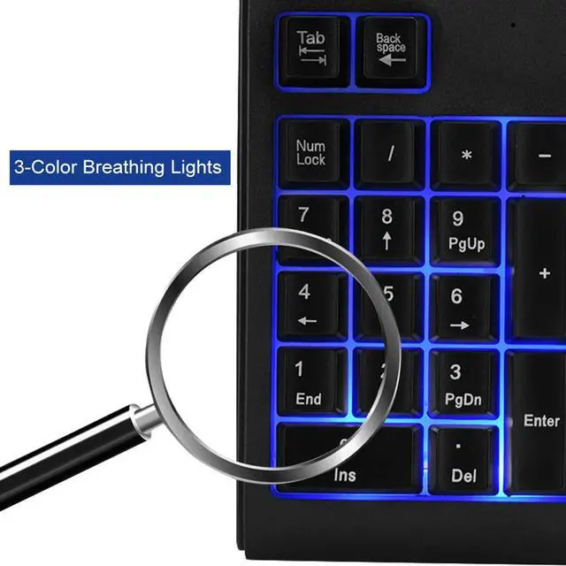 Alt view image 5 of 5 - Mechanical Numeric Keypad, USB Wired Number Pad with 3 Color Backlit, Portable Backlight Gaming Keypad Numpad for Laptop PC
